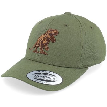 Kiddo Cap - Grön adjustable Keps - Kids T-rex Dino Brown Patch Olive Adjustable @ Hatstore