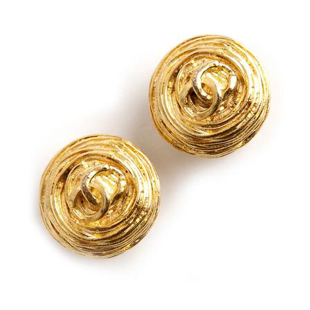 Chanel Vintage, Pre-owned CC center clip earrings Geel, Dames, Maat:ONE Size