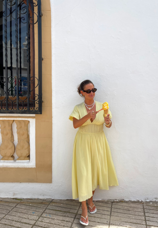 BUBBLEROOM Broderie Anglaise Dress Yellow L