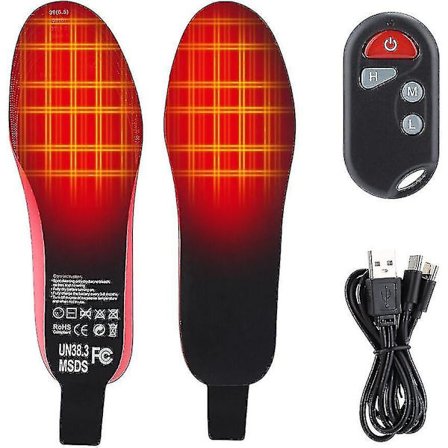 Lämmitettävät pohjalliset kaukosäätimellä, USB-ladattavat kenkien pohjalliset, 3 säädettävää lämpötilaa