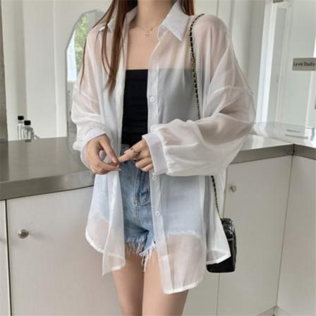 Skjortebluse for kvinner Langermet topp HVIT white