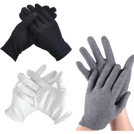 (Valkoinen, Musta, Harmaa) Puuvillakäsineet - Ei määritelty - Koko M - 3 paria - Unisex - Pestävä