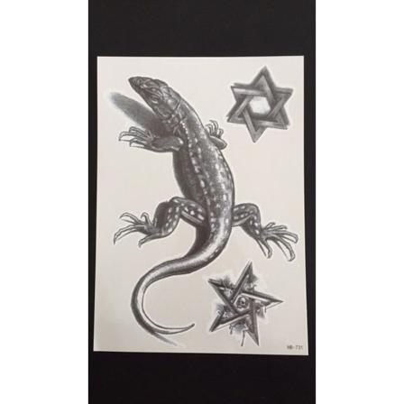 Tillfällig Tatuering 21 X 15cm - Ödla Davidstjärna Pentagram