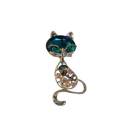 Ghyt Fashion Crystal Cat Animal Brooch Breastpin Lapel Collar Pin Women Jewellery Hot