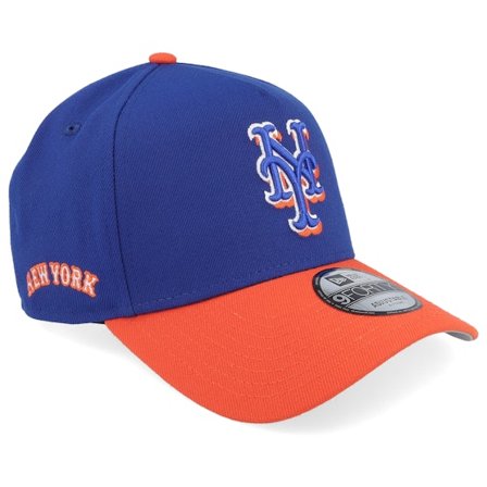 New Era - MLB Blau Adjustable Cap - Hatstore Exclusive x New York Mets Color Clash 9FORTY Light Royal/Orange A-frame Adjustable @ Hatstore