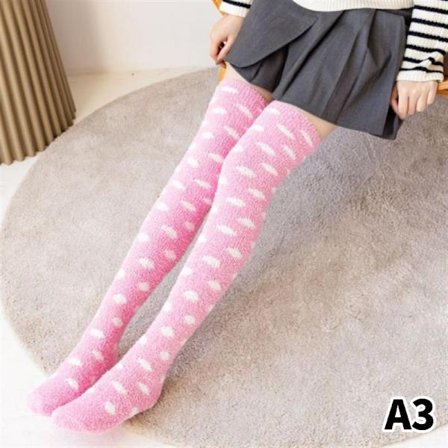 A3-Coral Fleece Benvarmere til Vinter Tykke Knæhøje Strømper til Kvinder