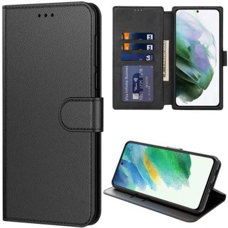 Cover til Samsung Galaxy S21 FE Sort beskyttelse Syntetisk læder Anti-ridse stødsikker blød Svart