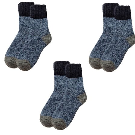 3 par tykke sokker til mænd, vinterpolstrede, ekstra tykke, blå KLB