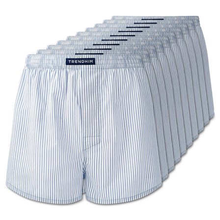 X-Large - AirFeel | 10-Pack Striped White Loose-fit Encased Cotton Boxers for Men