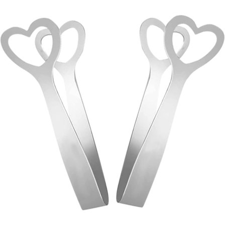 2 stk. søde tang mini serveringstang, rustfrit stål hjerte is sukker tang, isterningstang lille citrontang, lille buffet serveringstang til mad kaffe