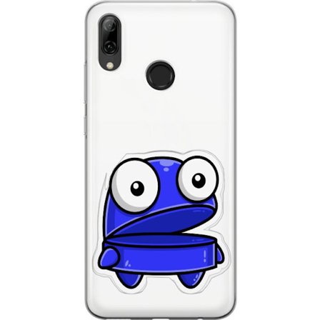 Kompatibelt Mobildeksel til Huawei Huawei P smart 2019 Blå tegnefilmfigur med åpent uttrykk og store øyne i morsom illustrasjon