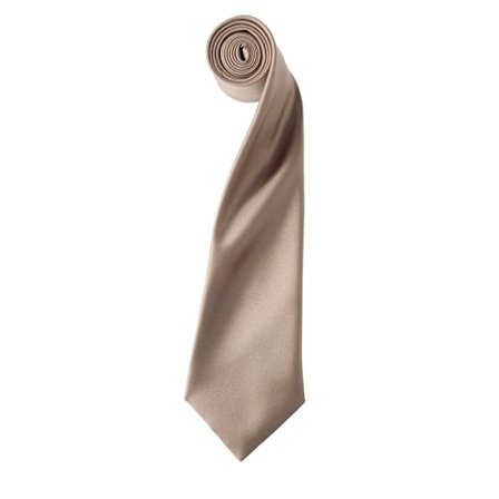 Premier Mens Plain Satin Tie (Narrow Blade) One Size Khaki