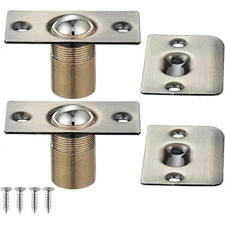 Kuglelås til garderobeskabslåge, dørhardware i rustfrit stål, justerbar med anslagsplade, antik bronze, 2-pak, HBC100-QG-P2_Gode ting