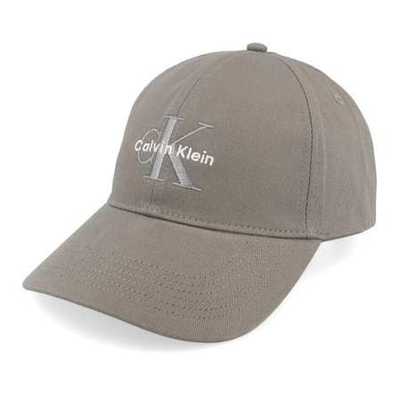 Calvin Klein - Grå unconstructed Keps - Monologo Embroidery Baseball Cap Charcoal Gray Dad Cap @ Hatstore