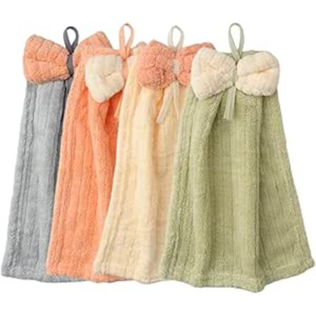 25x35cm Keittiön ja kylpyhuoneen käsienkuivauspyyhkeet, 4 kpl - Koristeelliset korallifleece-mikrokuitupyyhkeet - Söpöt pyyhkeet nopeaan 