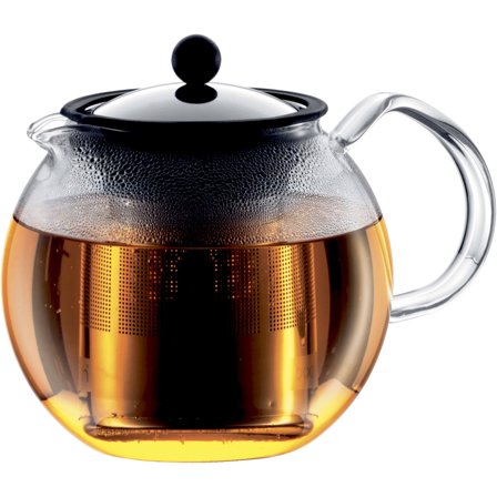 Bodum ASSAM tekande med glashåndtag, 1,5 l, sort og stål | KitchenOne