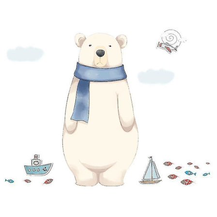 Fx82027 Karikatyr Väggklistermärke Söta Isbjörnstryck Barnrum Och Förskola Dekorativa