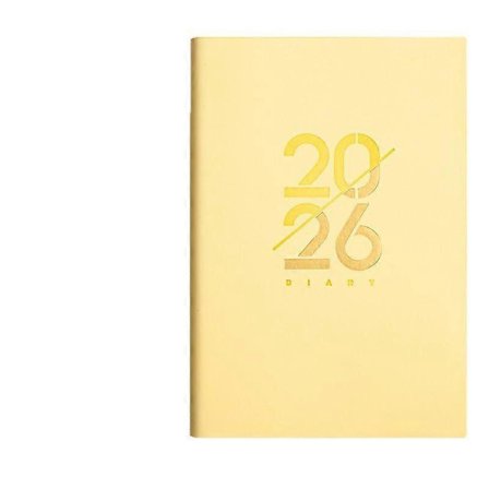 A5-kalender, 2026-almanakk, engelsk kalender, 156 sider, én side per dag, gullfolieomslag (gul)