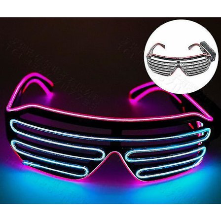 Lysende Trådlukke Neon Rave Led-briller, Glød I Mørket Blinkende Led Solbriller, Lysende Briller Til Fester (FMY)