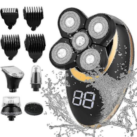 Elektrisk roterende barbermaskine til mænd - Elektrisk skægtrimmer til våd og tør barbering
