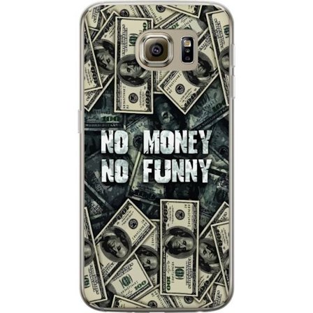 Kompatibelt Genomskinligt Skal till Samsung Galaxy S6 Dollarbuntar i collage med textbudskap mörk kraftfull design som symboliserar ekonomi attityd o