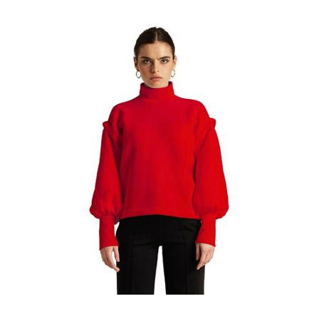 fadd Bluza dresowa z marszczonymi rękawami, kobieta, S/M, Czerwony