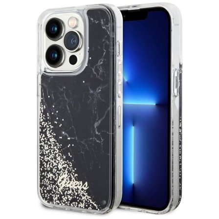 Guess GUHCP14LLCSGSGSGK iPhone 14 Pro 6,1" svart/svart hardcase Liquid Glitter Marble
