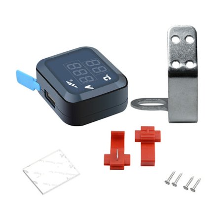 Termometer Måler LED Voltmeter USB Ladeport Vanntett Temperatur Spenningsmåler