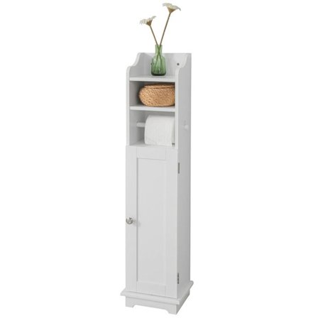 Rootz Badeværelsesskab - Toiletpapirholder - Opbevaringsorganer - Pladsbesparende design - Justerbare hylder - Hvid MDF - 20cm x 100cm x 20cm