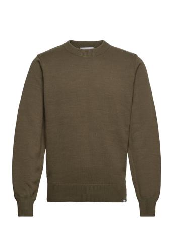 Gary Cotton Knit Strikkegenser M. Rund Krage Kakigrønn Les Deux