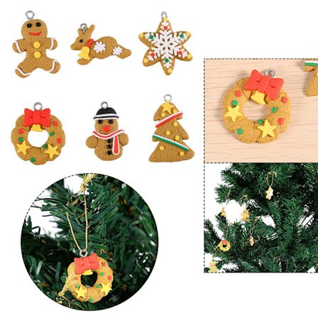 6 stk. Juletræ DIY Dekoration Holdbar Lerhængende Pynt Fest JUL
