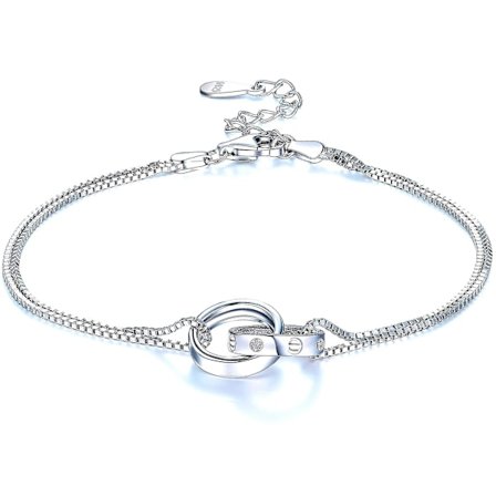 Dubbelkedje Cirkelarmband 925 Sterling Silver Charm Armband