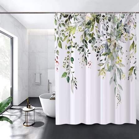 Floral Shower Curtain, Waterproof, Machine Washable, Quick-Drying Polysiloxane Shower Curtain, 180x180 cm