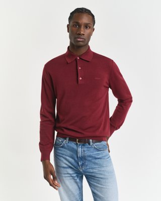 GANT - Pologenser i ekstra fin merinoull til herre plumped red