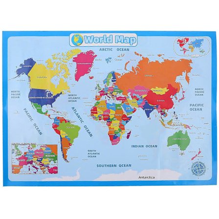 1 Ark Slitesterkt Verdenskart Barn Førskole Plakat Husholdnings Barn Kognitiv Plakat (Tilfeldig Stil)