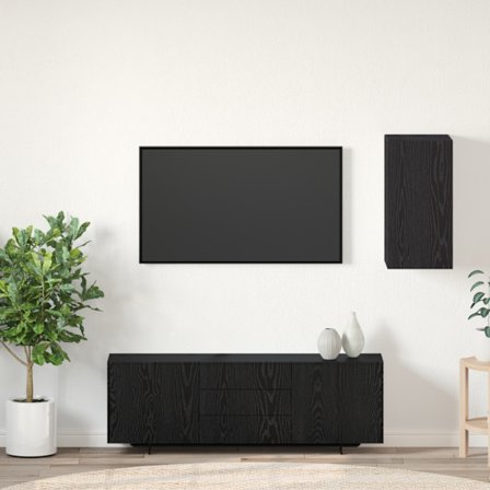 Vägg TV Skåp Svart Ek 30,5 x 30 x 60 cm Konstruerat trä