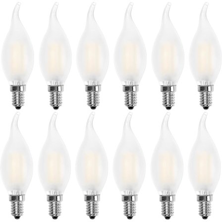 E14 LED Flammepære, Lysform, Varmhvit 2700K, 4W tilsvarende 40W glødelampe, 400lm, Pakke med 12