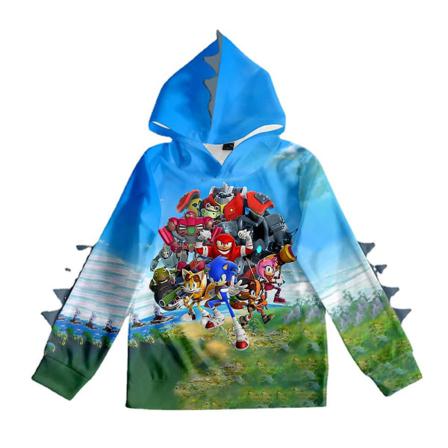 Kids Dinosaur Sonic The Hedgehog 3d Velvet Huvtröja 110cm