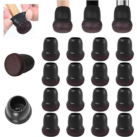 Stolbenbeskyttelse, 16 små sorte silikon gulvbeskyttere med filtinnpakket (XS), stolbendeksel gummi stolbenhetter, ingen støy