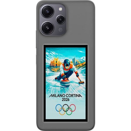 Yhteensopiva Puhelinkuori Xiaomi Redmi 12 Jääkiekkoilukuva, jossa pelaajat liikkuvat jäällä, Milano Cortina 2026, Milanin maamerkit ja olympialaisten