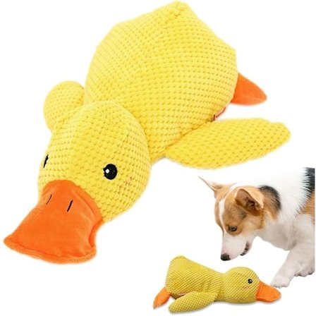 [NT] Lugnande Hundleksak, Ankliknande Hundleksak, Gul Plysch Hundleksak, Ankleksak (Gul, S)