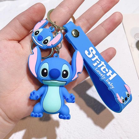 Lilo & Stitch Nøglering 3D Figur til Børn - Sød Tegnebog, Rygsæk, Taske og Bilhængende Dekoration