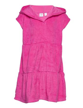 Kids Tiered Towel Terry Dress Dresses & Skirts Dresses Casual Dresses Short-sleeved Casual Dresses Vaaleanpunainen GAP