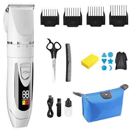 Hårklipper, Trådløs digital display oppladbar barbermaskin (Hvitt sett 2)