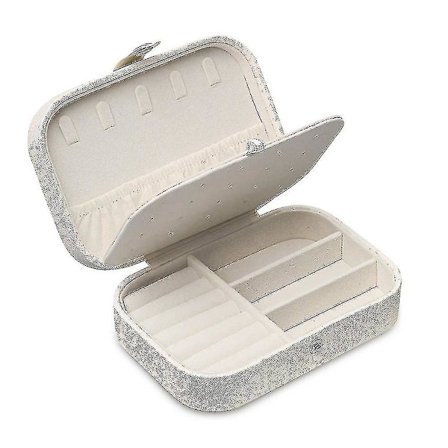 Smyckeskrin Förvaringsfodral För Ringar Örhängen Halsband Armband Glitter Vit Den Bästa Presenten Till Dam Flickvän Mor