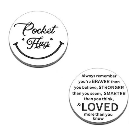 Lomme-knus mindemønt, dobbeltsidet inspirerende kobbermønt med motiverende citat, indgraveret opmuntringsmønt for styrke og positivitet