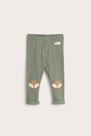 Newbie | Våfflade leggings med rävar | Mörkgrön