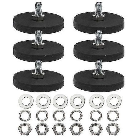 6 stk. magnetisk bilfeste, runde magneter, nummerskiltmagnet, gummibelagte monteringsmagneter, gummibelagt magnet