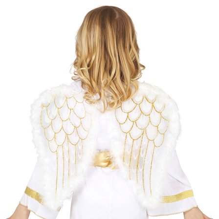 Hvide Englevinger med Guldglitter