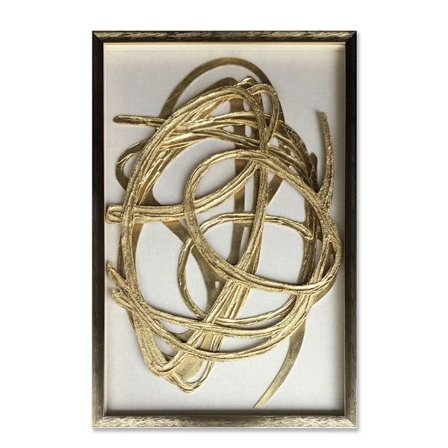 Abstrakti kultavalkoinen koristeellinen seinätaide 60x90cm